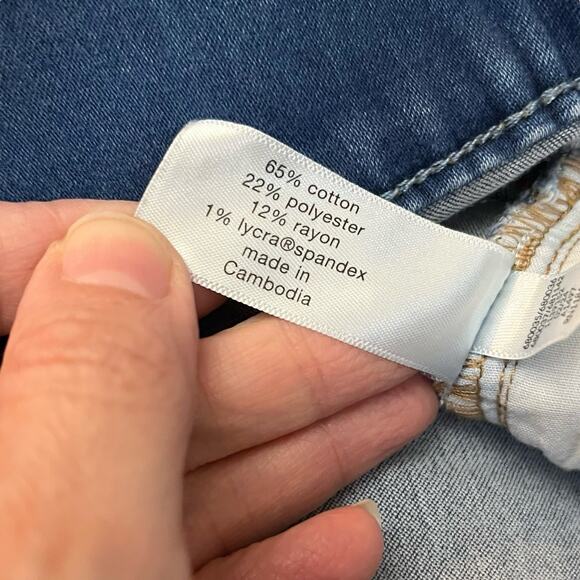 Lane Bryant High Rise Pull On Pedal Pusher Jean Sz 14 Light Wash Stretchy Capri - Picture 9 of 11